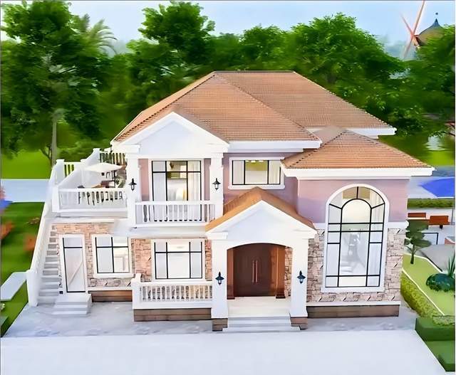 经典百搭二层欧式田园风格别墅28套四开间二层农村自建房别墅